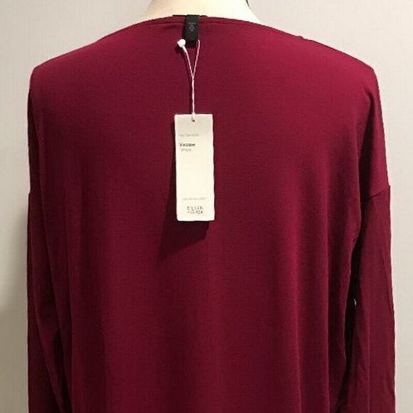 Eileen Fisher Hibiscus Red Jersey Shift Dress - Picture 3 of 4